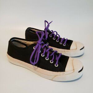 Vintage Jack Purcell Converse Black Round Toe Lace Up Sneakers Purple Laces 7.5